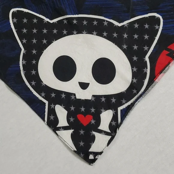 VTG Hot Topic Skelanimals Kit The Cat Square Bandana Scarf Accessory Sz 20"x 20" - Picture 5 of 16